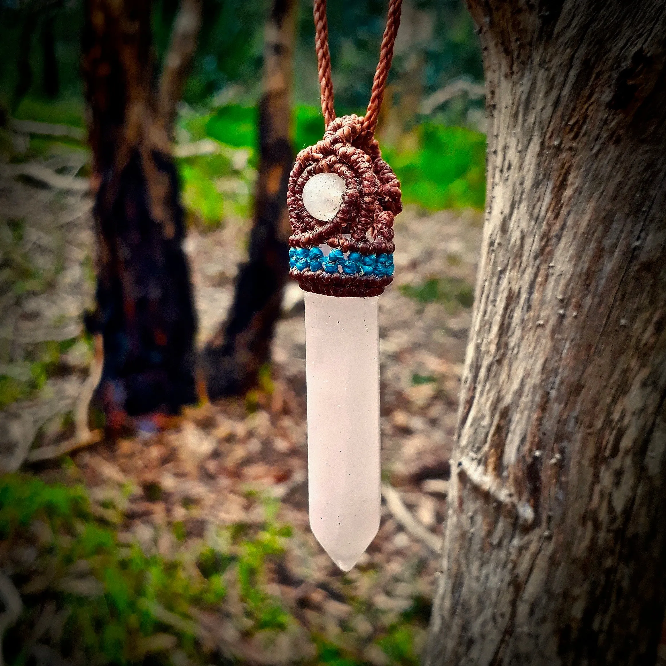 Milky rose quartz necklace