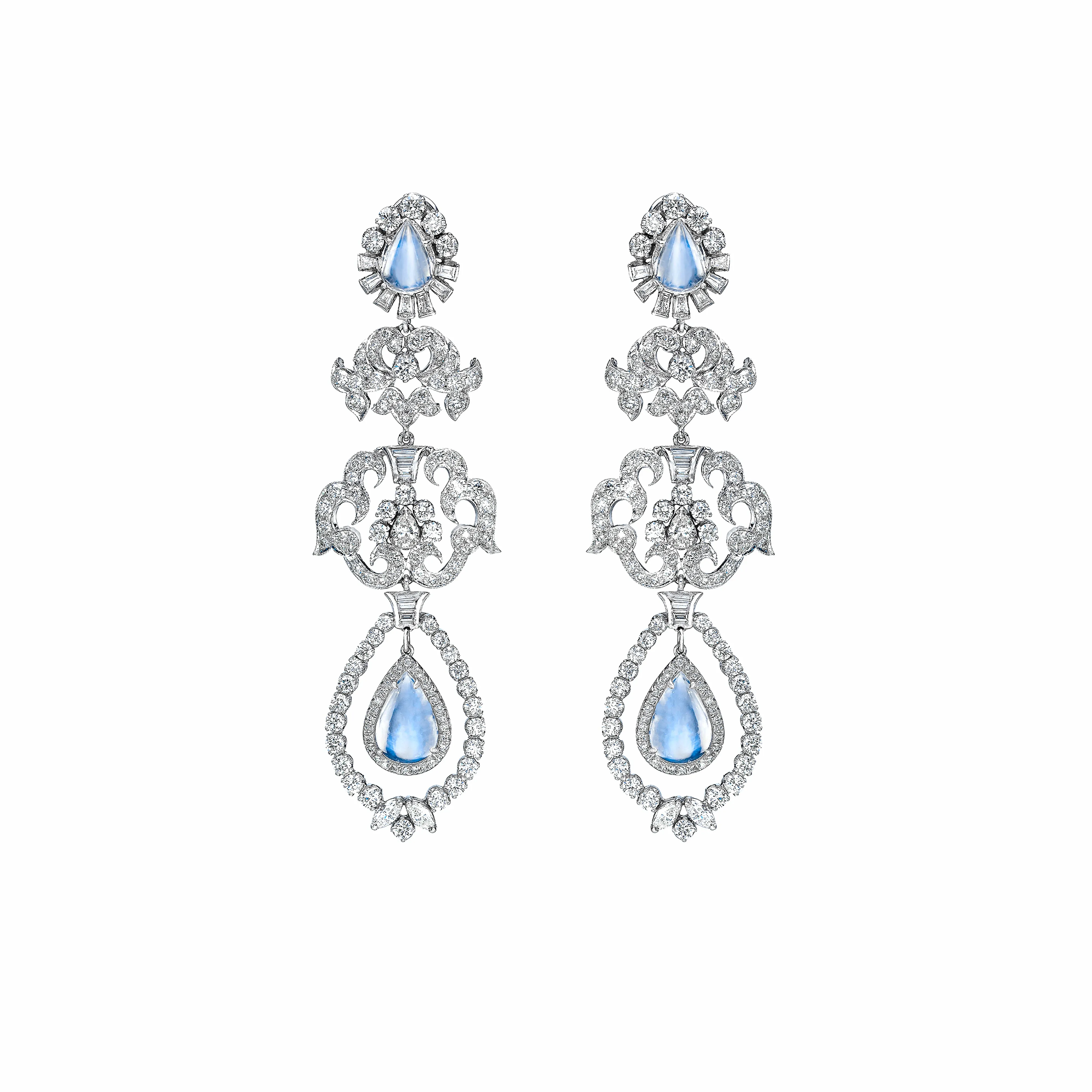 Mindi Mond - Moonstone Gala Earrings - (White Gold)
