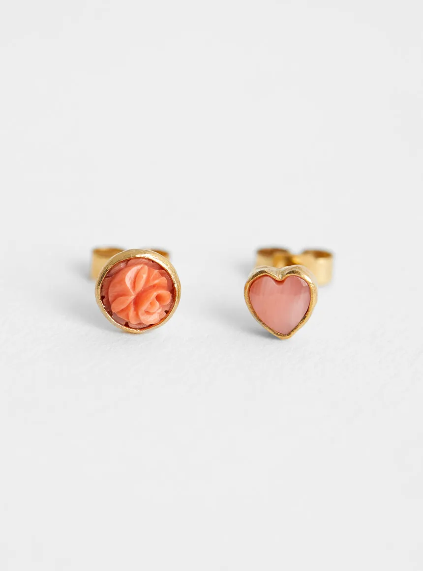 Mismatched Stud Earrings Pink