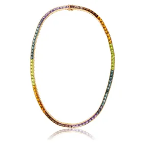 Mixed Gemstone Tennis Style Necklace