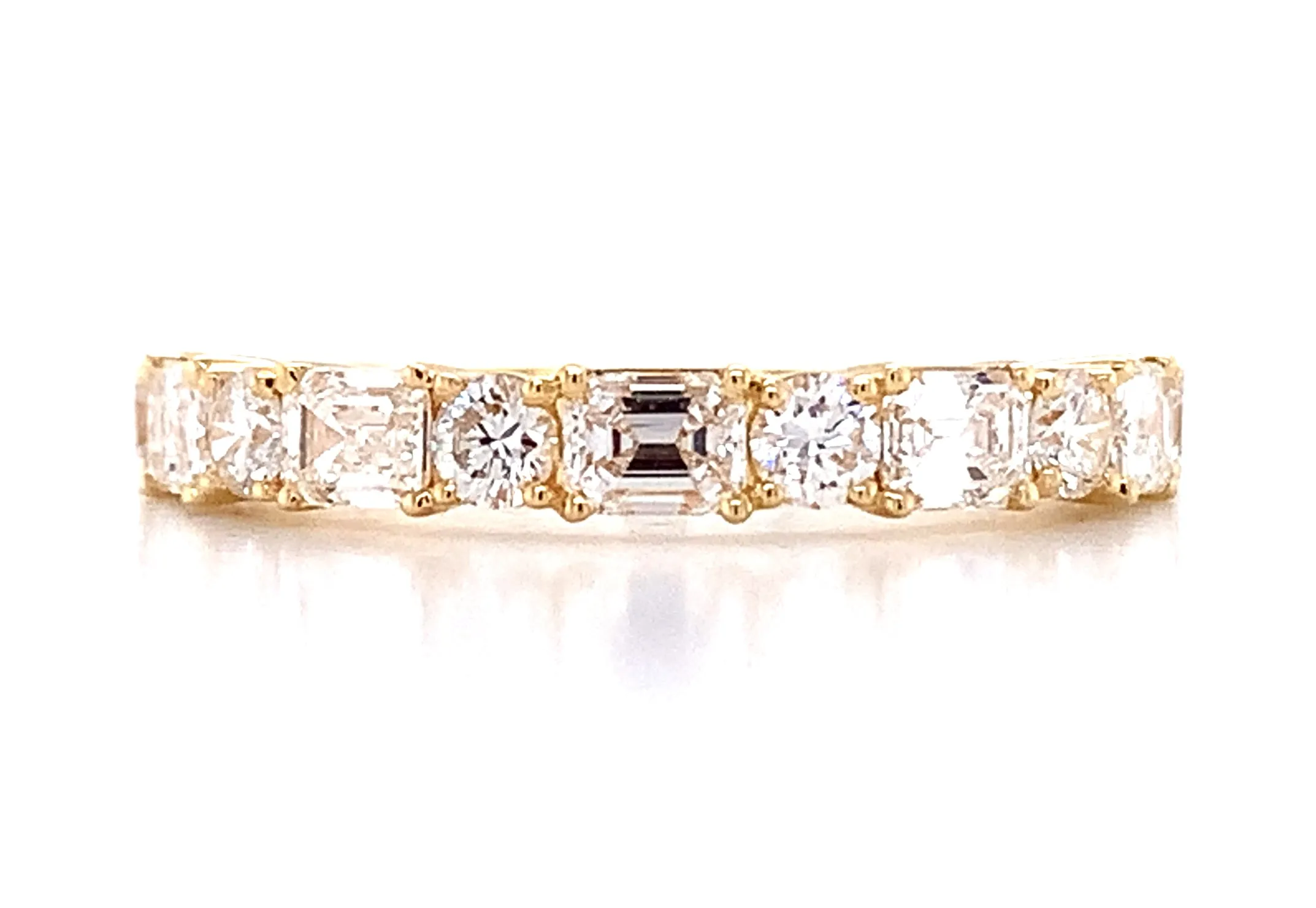 Mixed-Shape Round & Emerald-Cut East-West Set 1.12ctw Diamond Ring