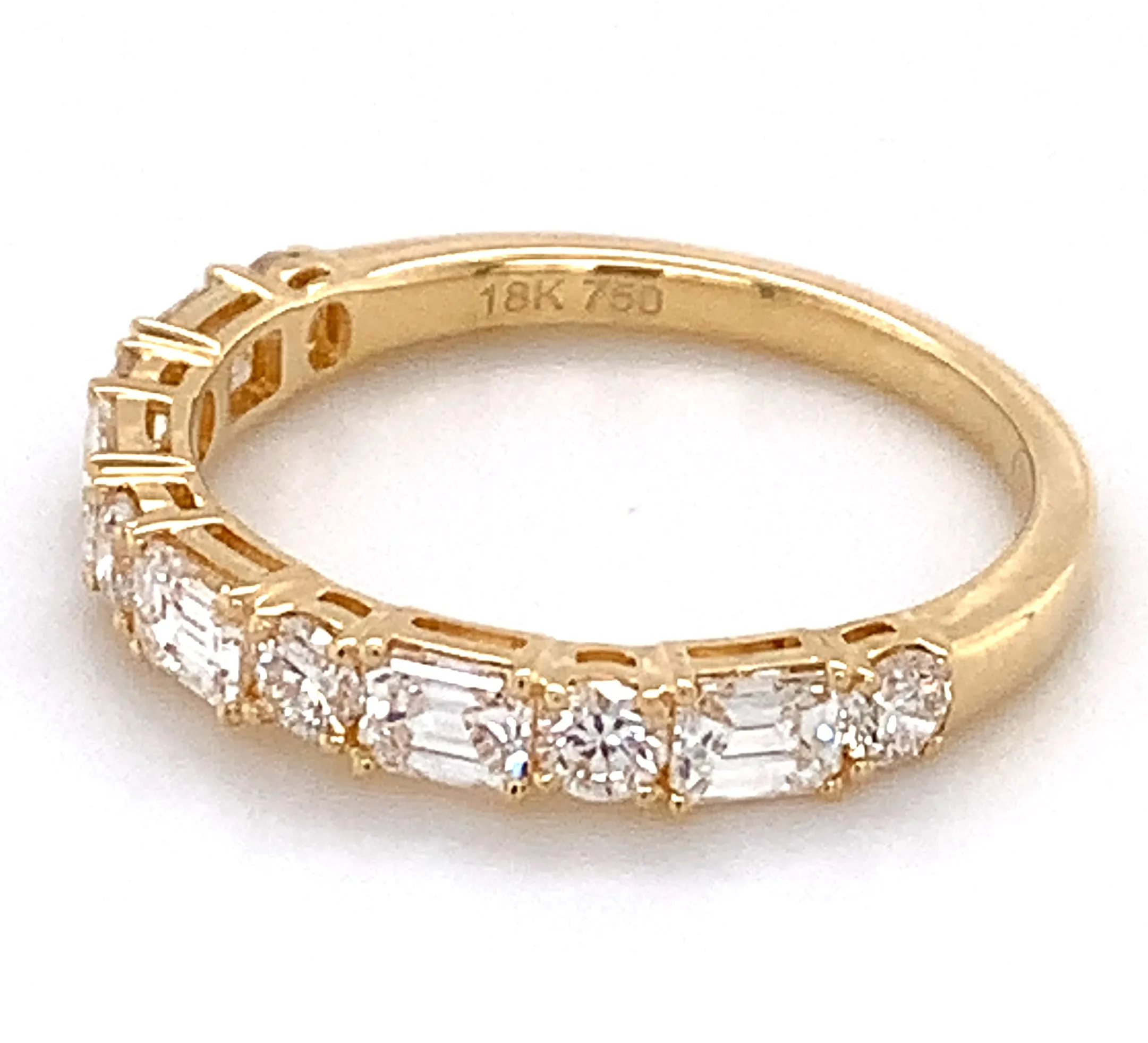 Mixed-Shape Round & Emerald-Cut East-West Set 1.12ctw Diamond Ring