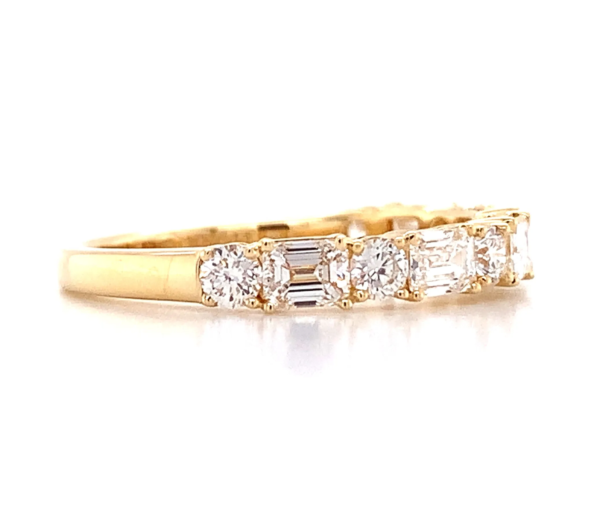 Mixed-Shape Round & Emerald-Cut East-West Set 1.12ctw Diamond Ring