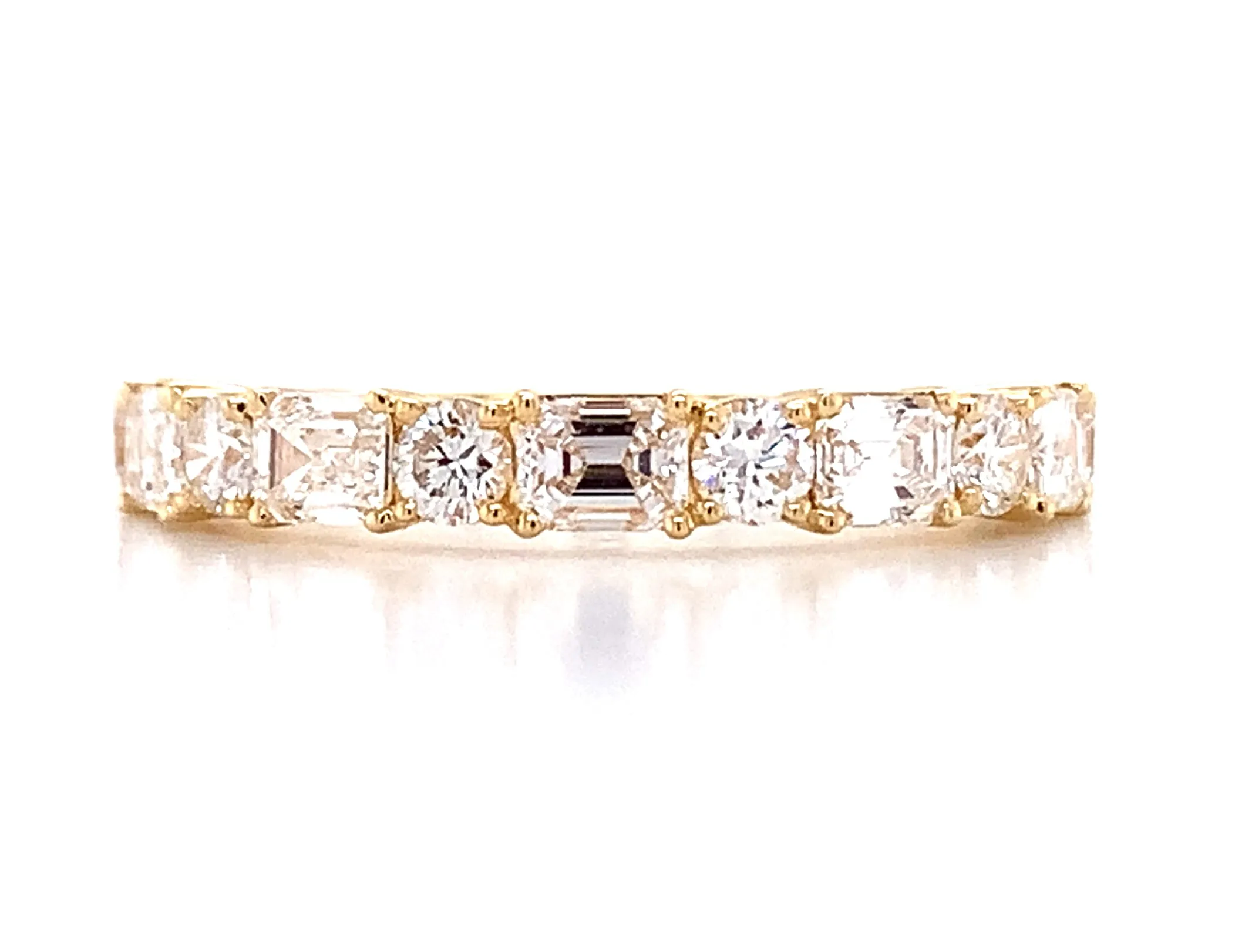 Mixed-Shape Round & Emerald-Cut East-West Set 1.12ctw Diamond Ring