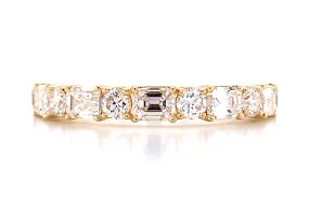 Mixed-Shape Round & Emerald-Cut East-West Set 1.12ctw Diamond Ring