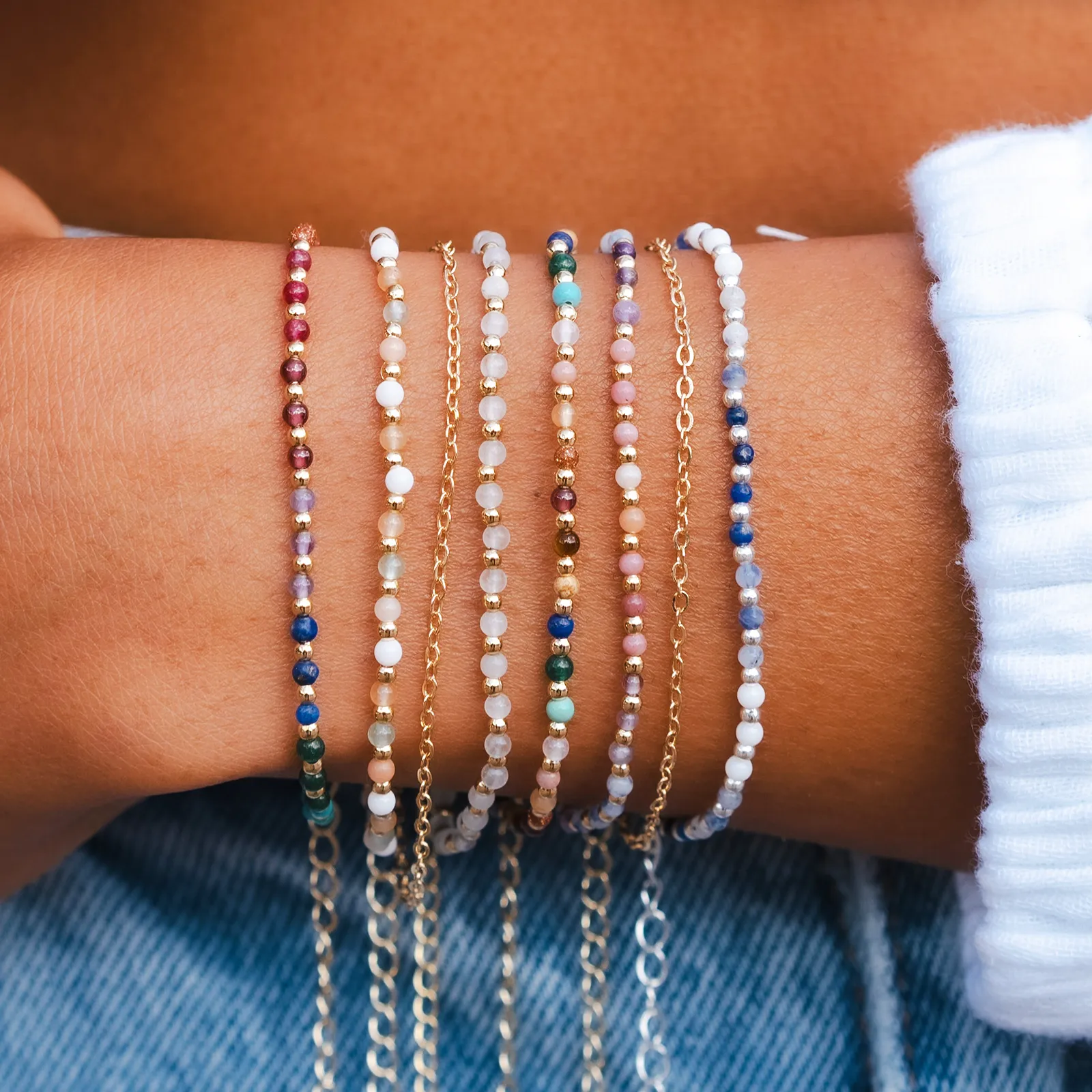 Moon Dancer 2mm Metal Accent Healing Bracelet
