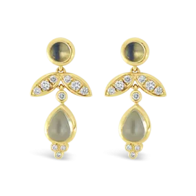 Moonstone & Diamond Temple St. Clair Estate Earrings