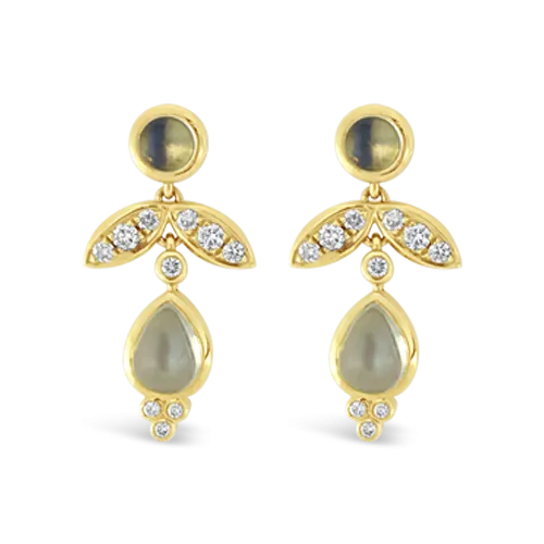 Moonstone & Diamond Temple St. Clair Estate Earrings