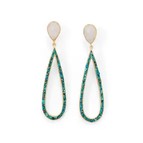 Moonstone and Turquoise Chip Post Earrings
