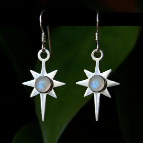 Moonstone Celestial Star Sterling Silver Earrings