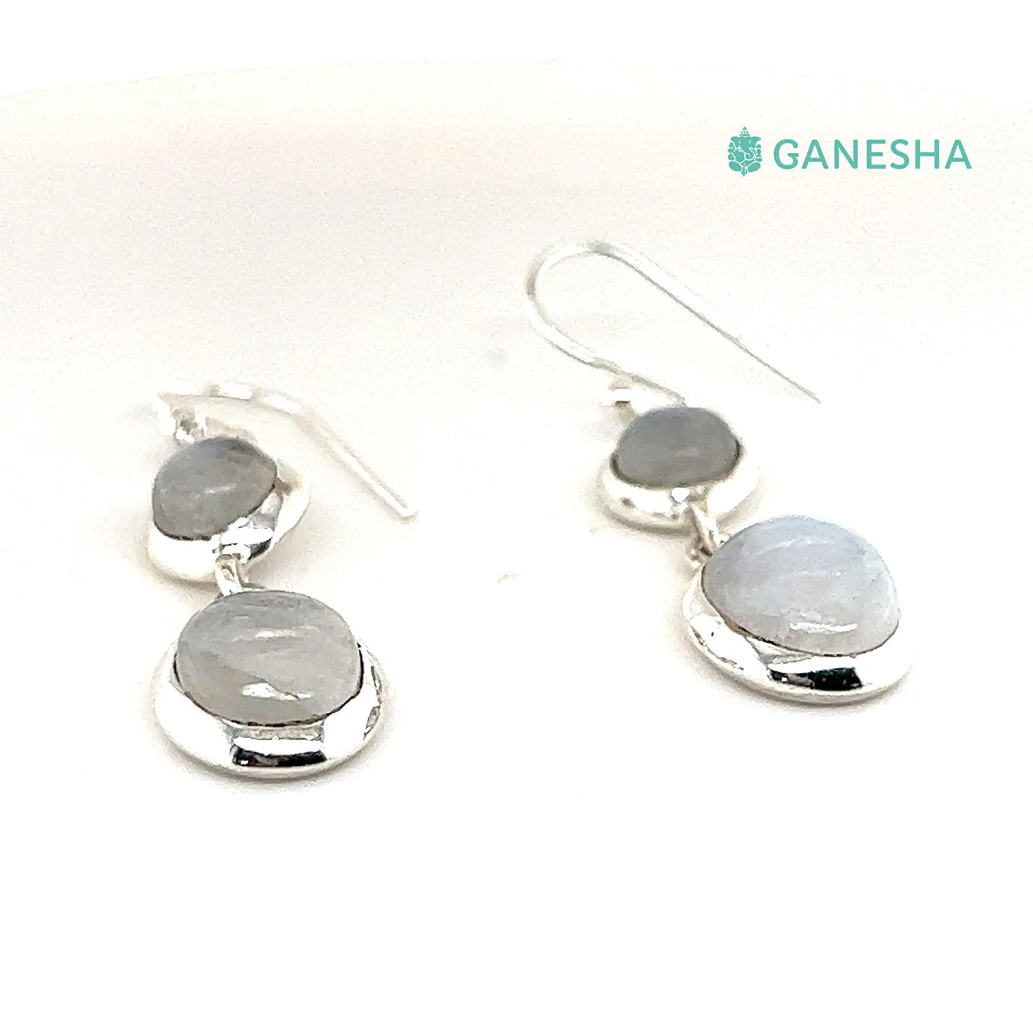 Moonstone Double-Drop Earrings (925) Sterling Silver