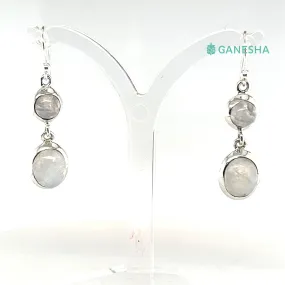 Moonstone Double-Drop Earrings (925) Sterling Silver