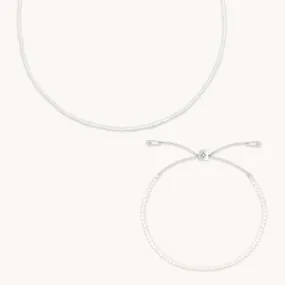 Moonstone Gemstone Gift Set in 9k White Gold