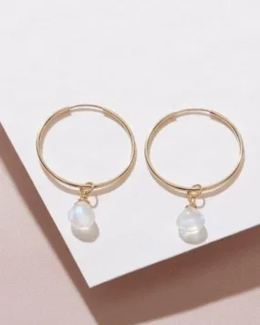 Moonstone Heart Hoop Earrings