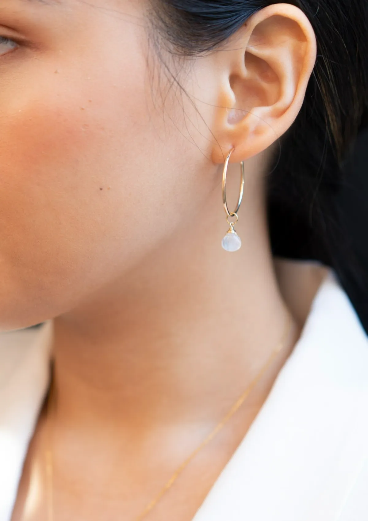Moonstone Heart Hoop Earrings