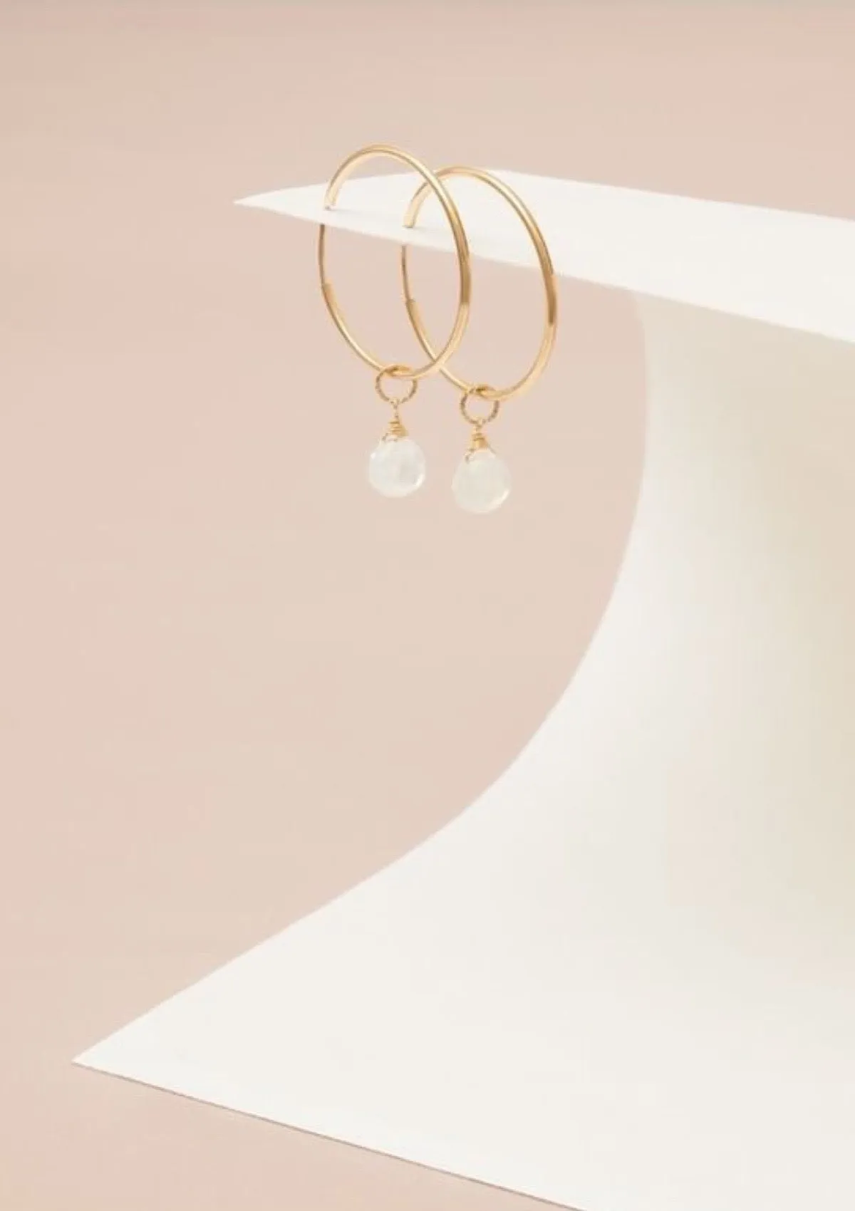 Moonstone Heart Hoop Earrings