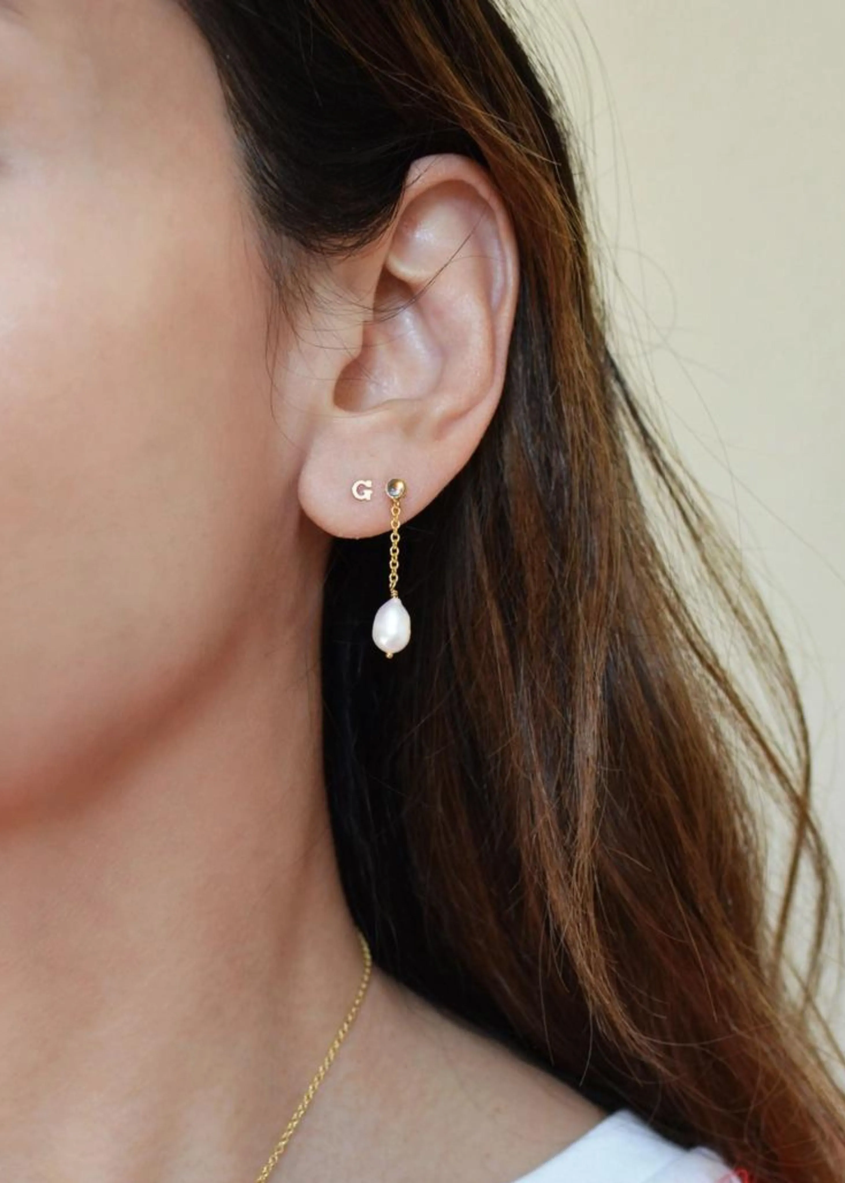 Moonstone pearl drop earrings