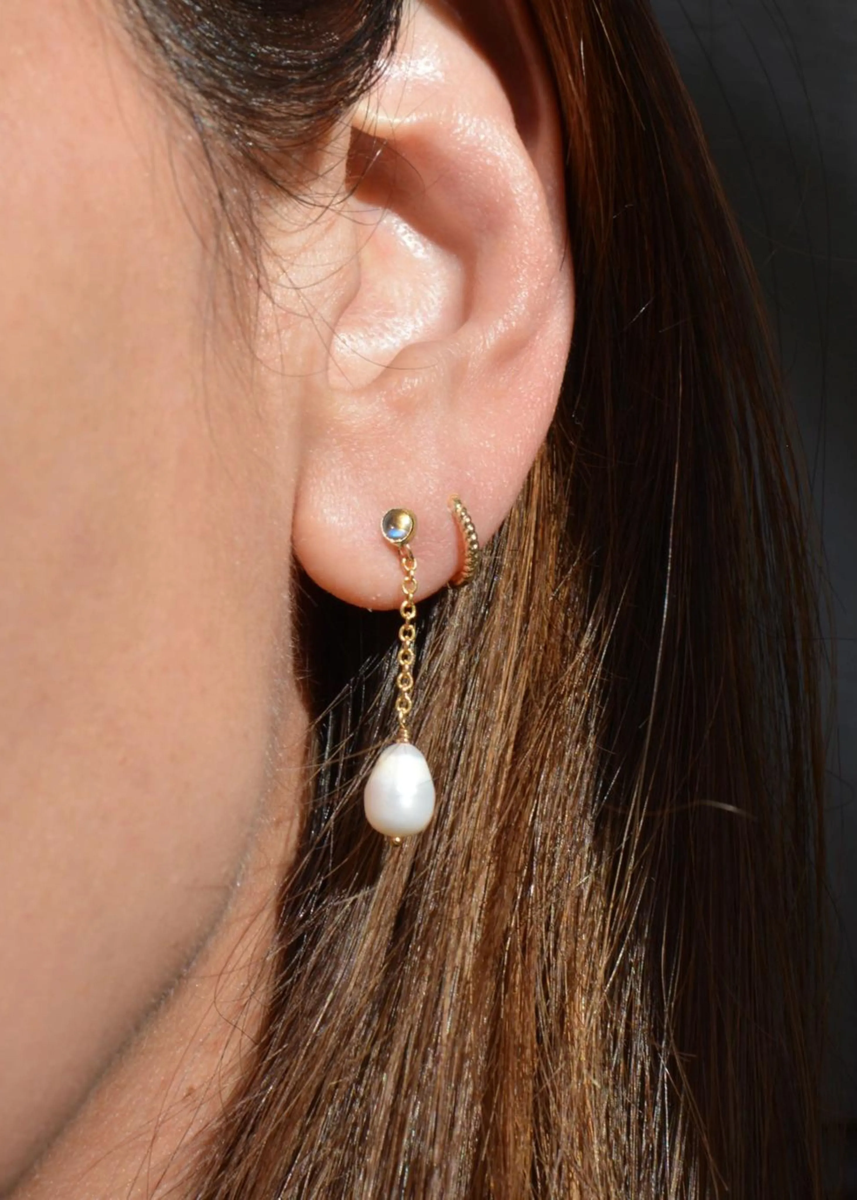 Moonstone pearl drop earrings