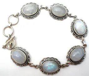 Moonstone Rainbow Bracelet Sterling Silver PTI