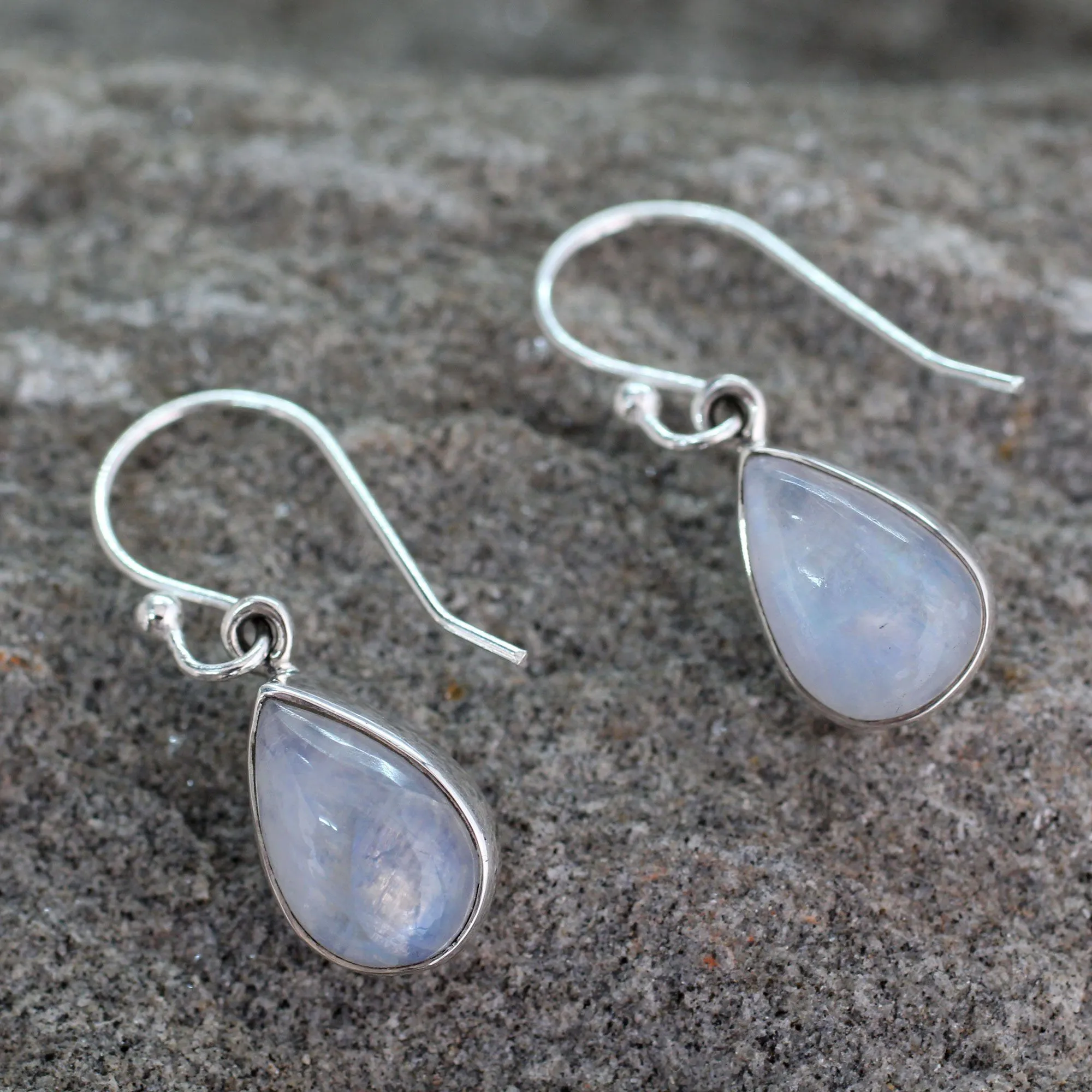 Moonstone Sterling Silver Teardrop Earrings