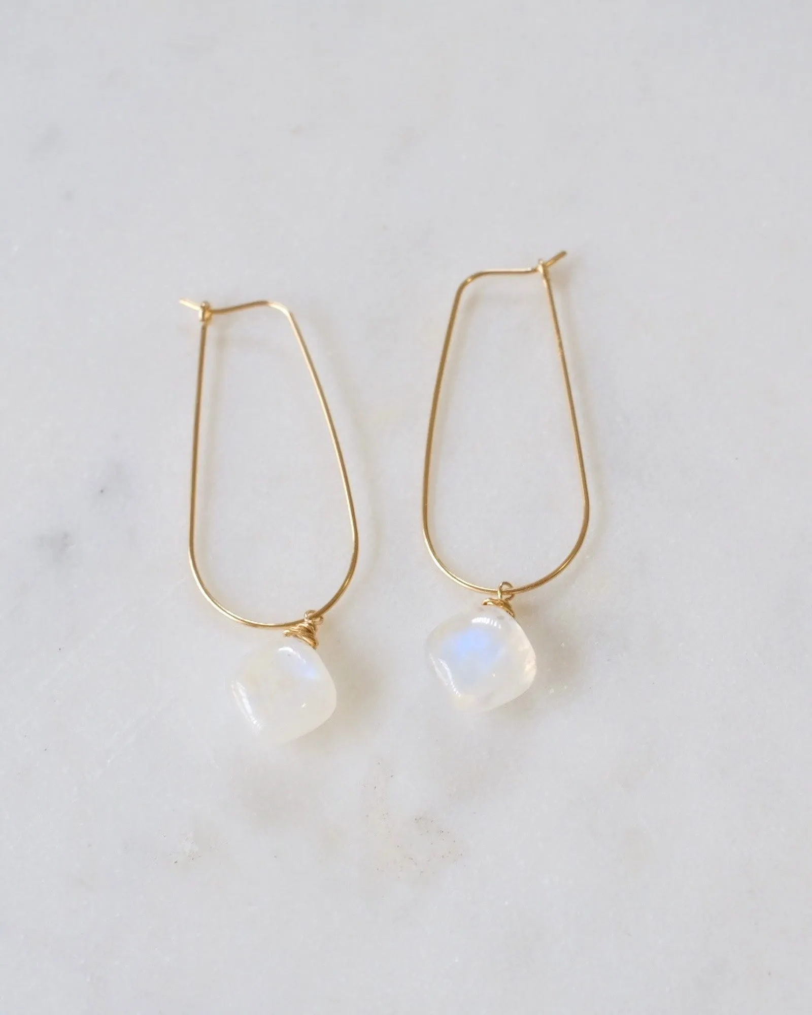 Moonstone U Hoop Earrings