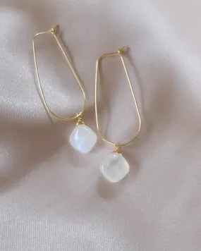 Moonstone U Hoop Earrings