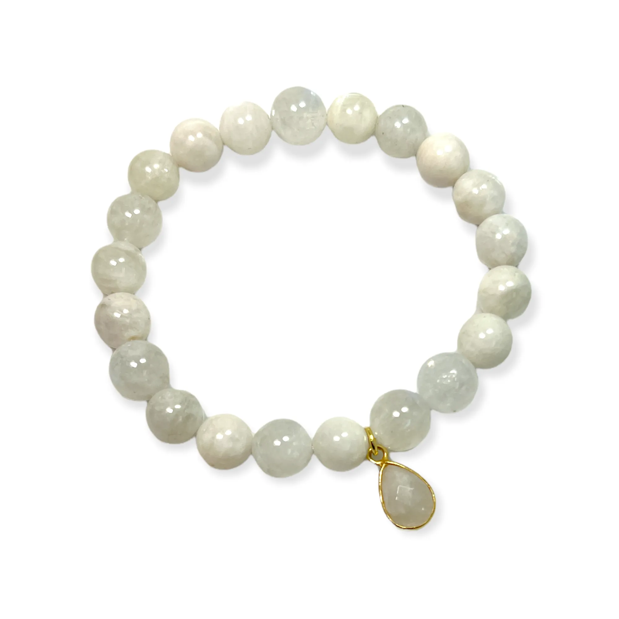 Moonstone with Gold Charm "You're in My Thoughts" Bracelet Gift Box