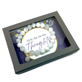 Moonstone with Gold Charm "You're in My Thoughts" Bracelet Gift Box