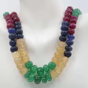 Natural Multi-Color Pumpkin Quartz Beaded Necklace Emerald Quartz Necklace Ruby Quartz Necklace SKU 6141180 6141181