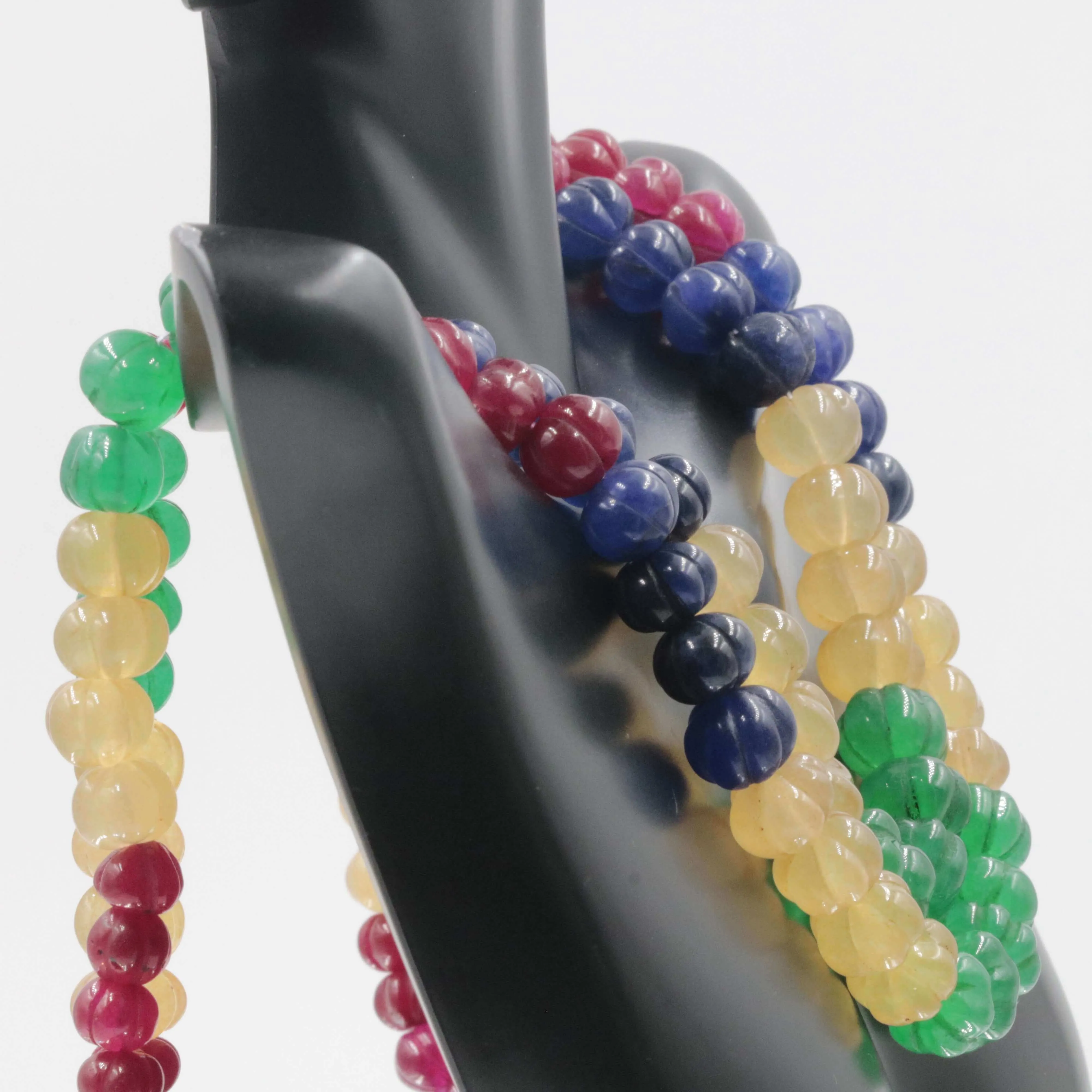 Natural Multi-Color Pumpkin Quartz Beaded Necklace Emerald Quartz Necklace Ruby Quartz Necklace SKU 6141180 6141181