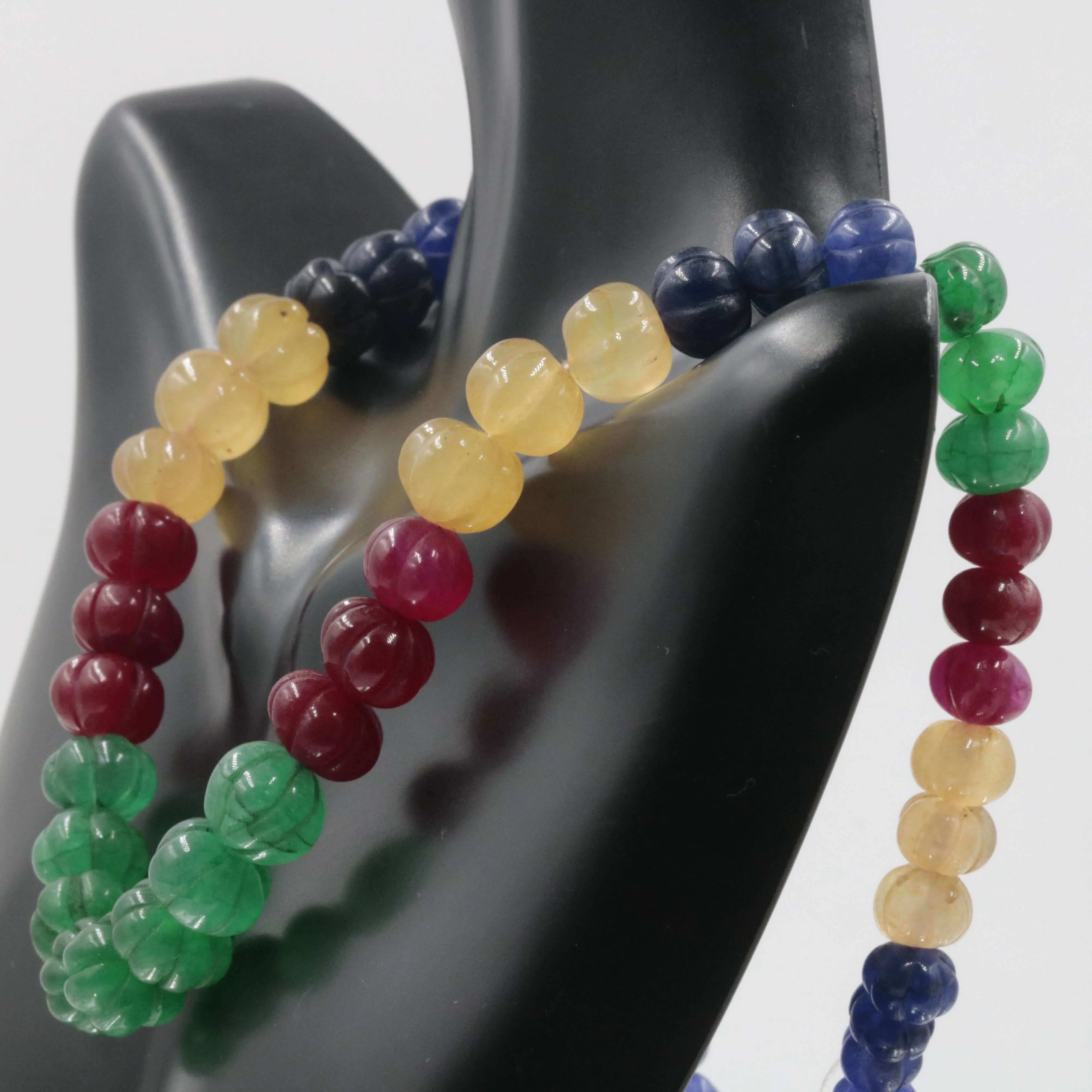 Natural Multi-Color Pumpkin Quartz Beaded Necklace Emerald Quartz Necklace Ruby Quartz Necklace SKU 6141180 6141181