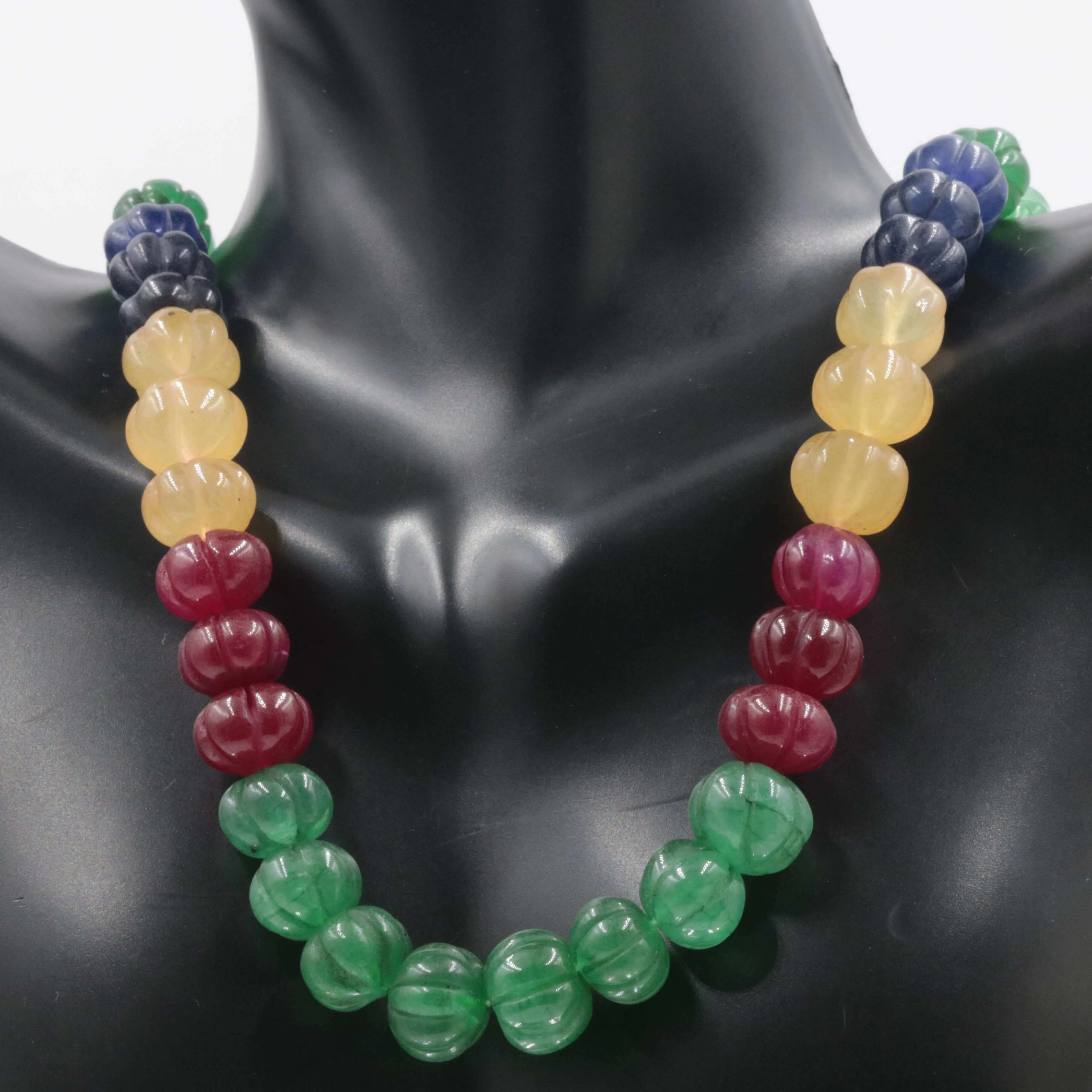 Natural Multi-Color Pumpkin Quartz Beaded Necklace Emerald Quartz Necklace Ruby Quartz Necklace SKU 6141180 6141181