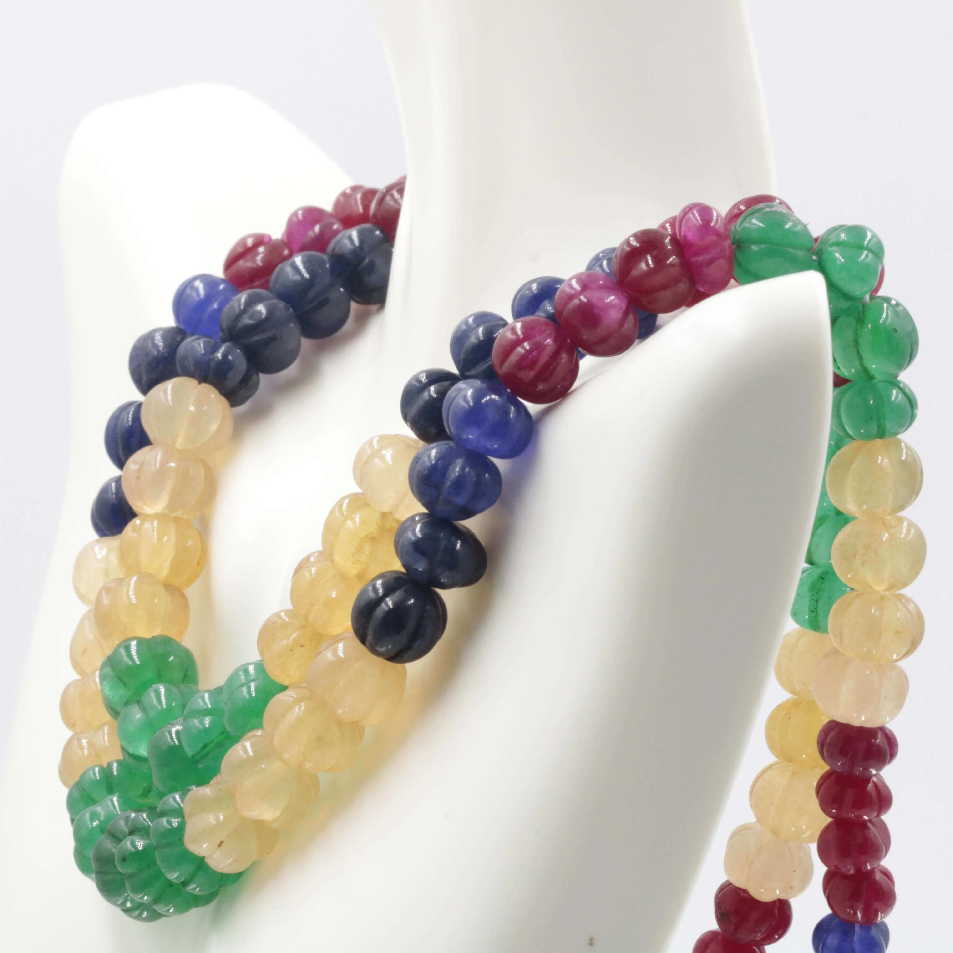 Natural Multi-Color Pumpkin Quartz Beaded Necklace Emerald Quartz Necklace Ruby Quartz Necklace SKU 6141180 6141181