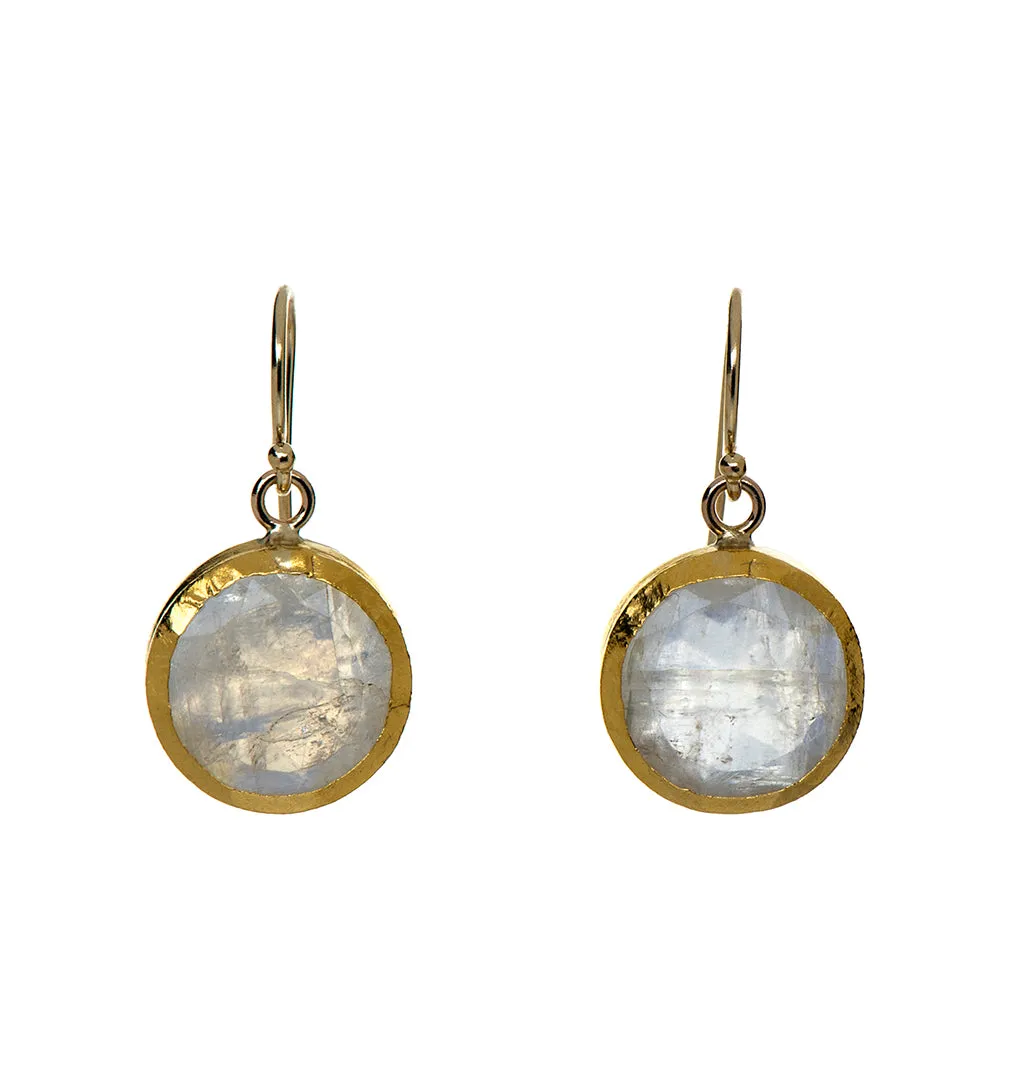 Nava Zahavi Yellow Gold Round Moonstone Drop Earrings