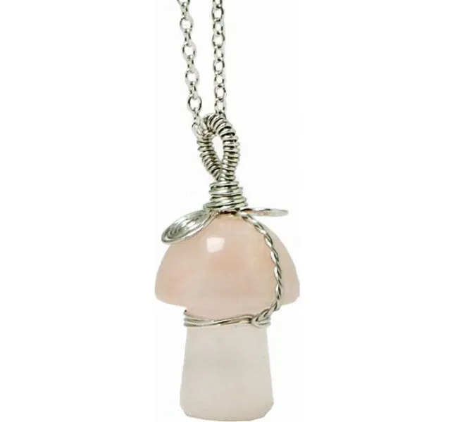 Necklace - Mushroom Rose Quartz Necklace