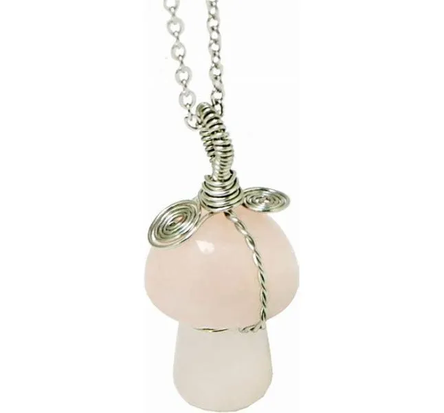 Necklace - Mushroom Rose Quartz Necklace