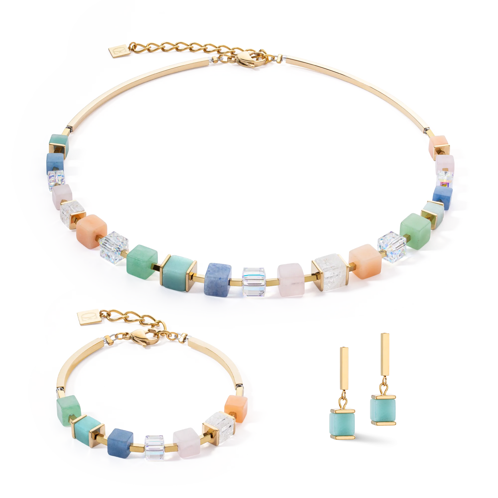 Necklace Precious Statement Cubes multicolour-gentle