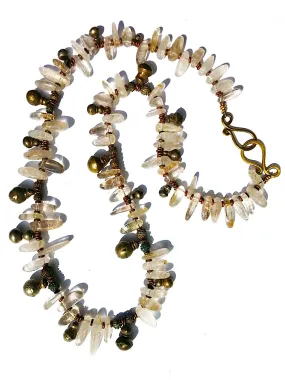 Necklace Quartz Citrine And Vintage African Brass