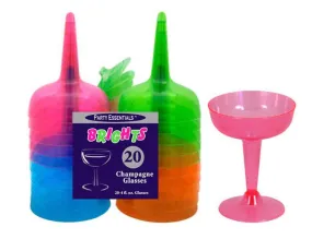 Neon Plastic Champagne Glasses 4oz