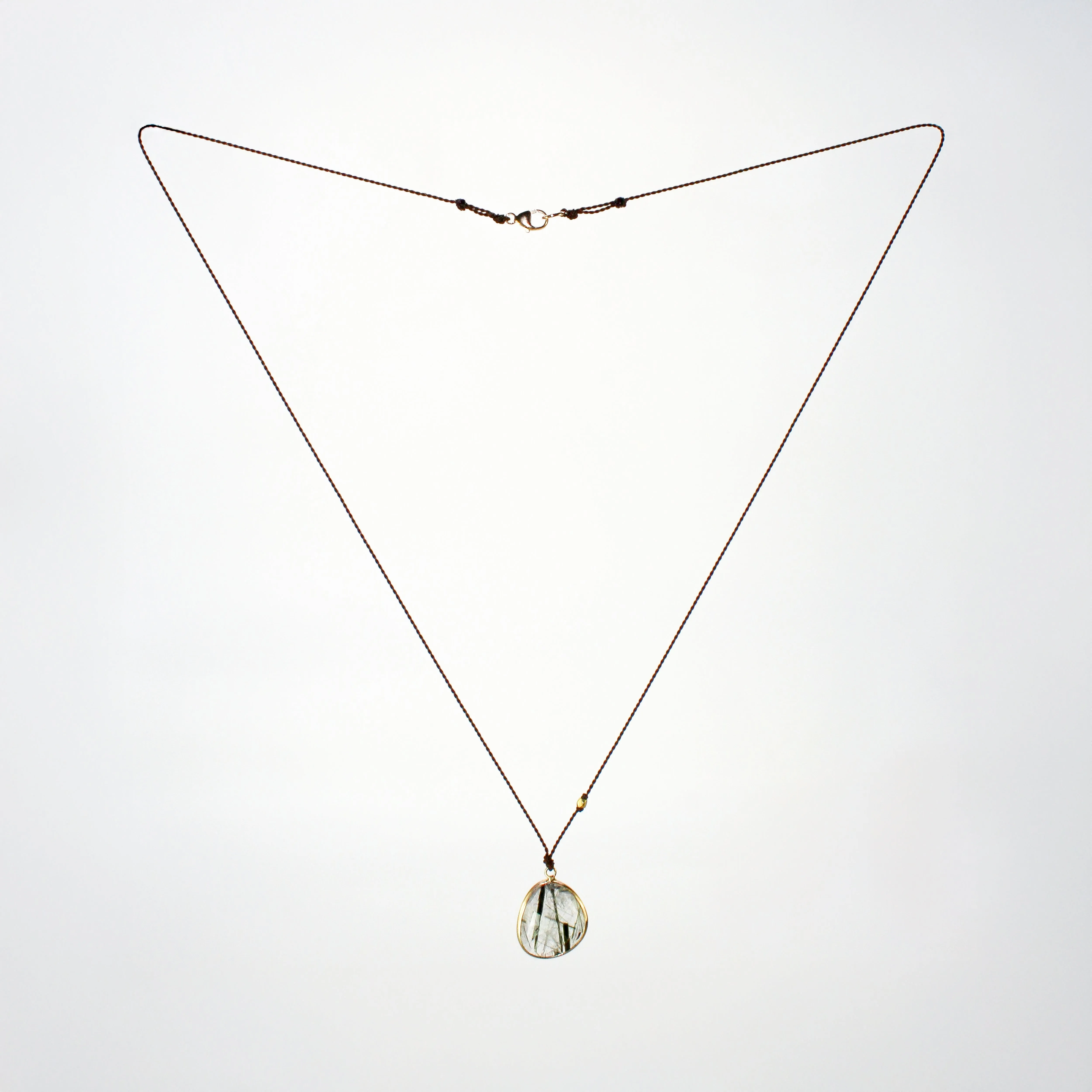 NEW! Green Tourmilated Quartz Necklace with 18k Gold by Margaret Solow