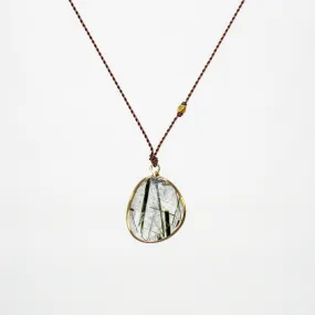NEW! Green Tourmilated Quartz Necklace with 18k Gold by Margaret Solow