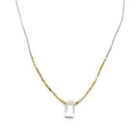 NEW! Quartz Rectangle Drop Necklace with Gold Vermeil by Debbie Fisher