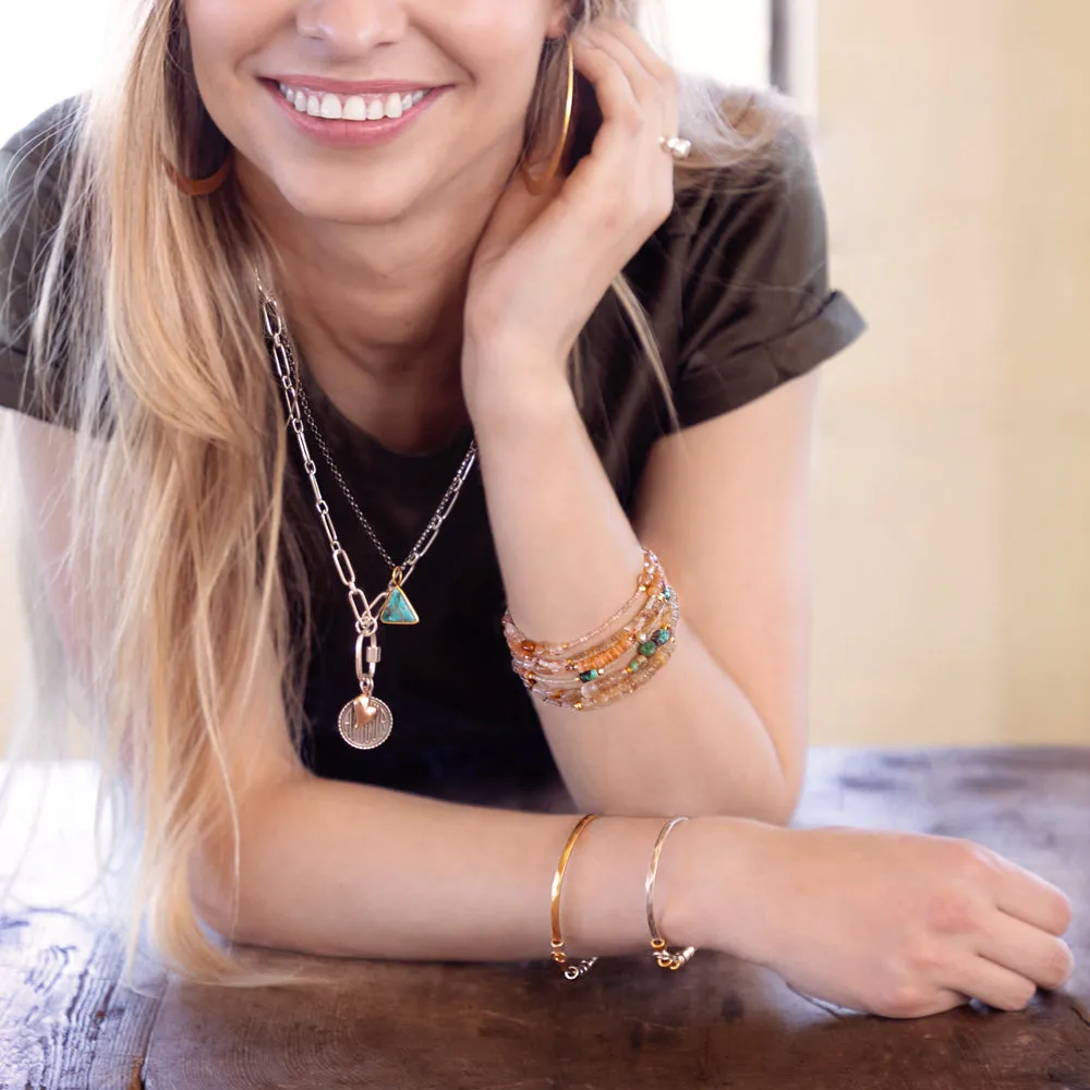 No Worries Bracelet in Bronze with Silver Beads | Available to Ship October 29, 2024