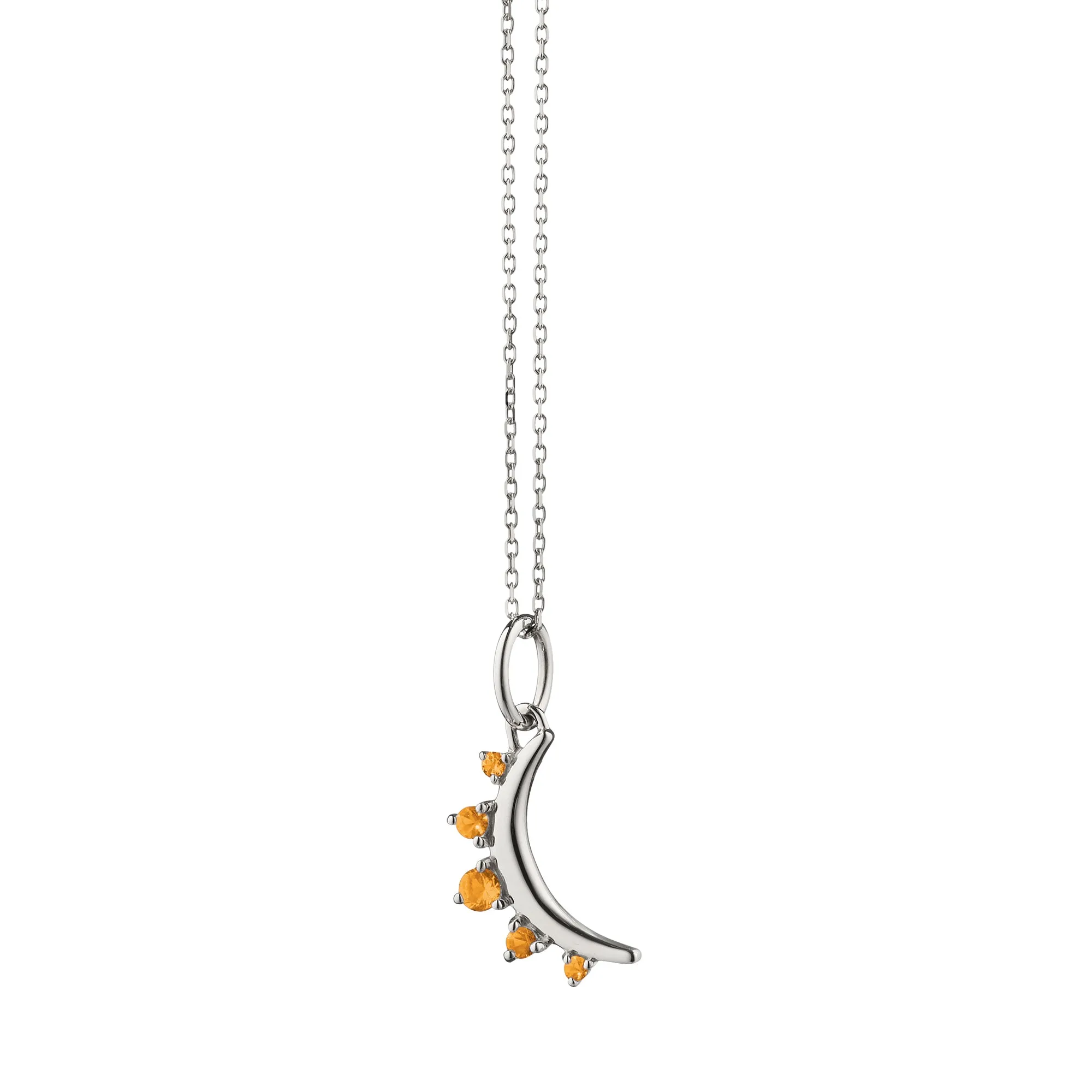 November Citrine "Moon" Sterling Silver Birthstone Necklace