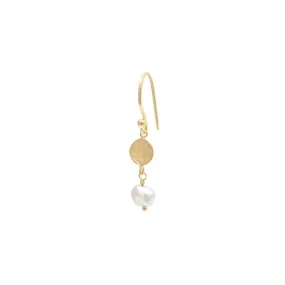 Nugget Pearl Drop Hammered Disc Earrings