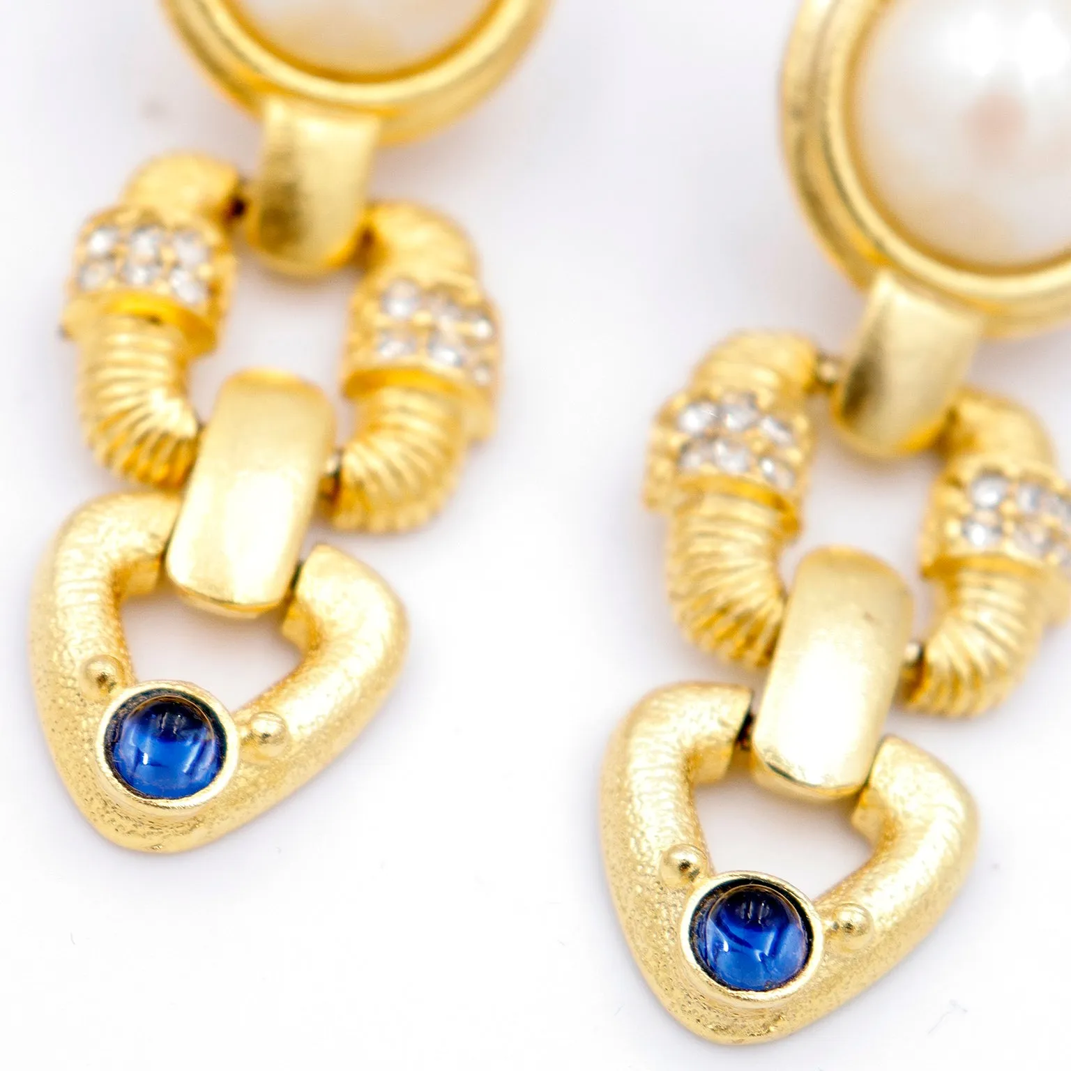 ON HOLD // 1980s Gerard Yosca Vintage Gold Plate Earrings w Crystals