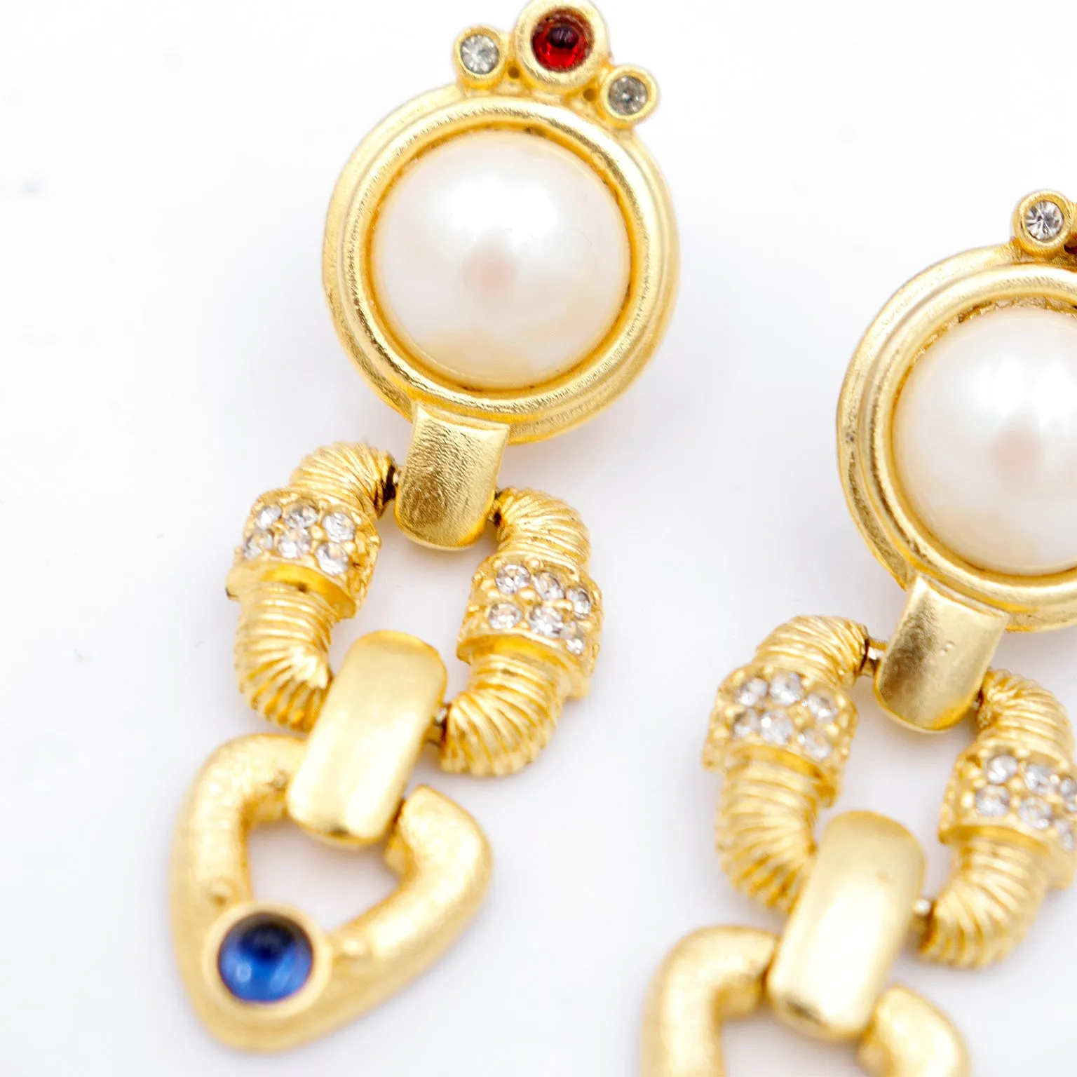 ON HOLD // 1980s Gerard Yosca Vintage Gold Plate Earrings w Crystals