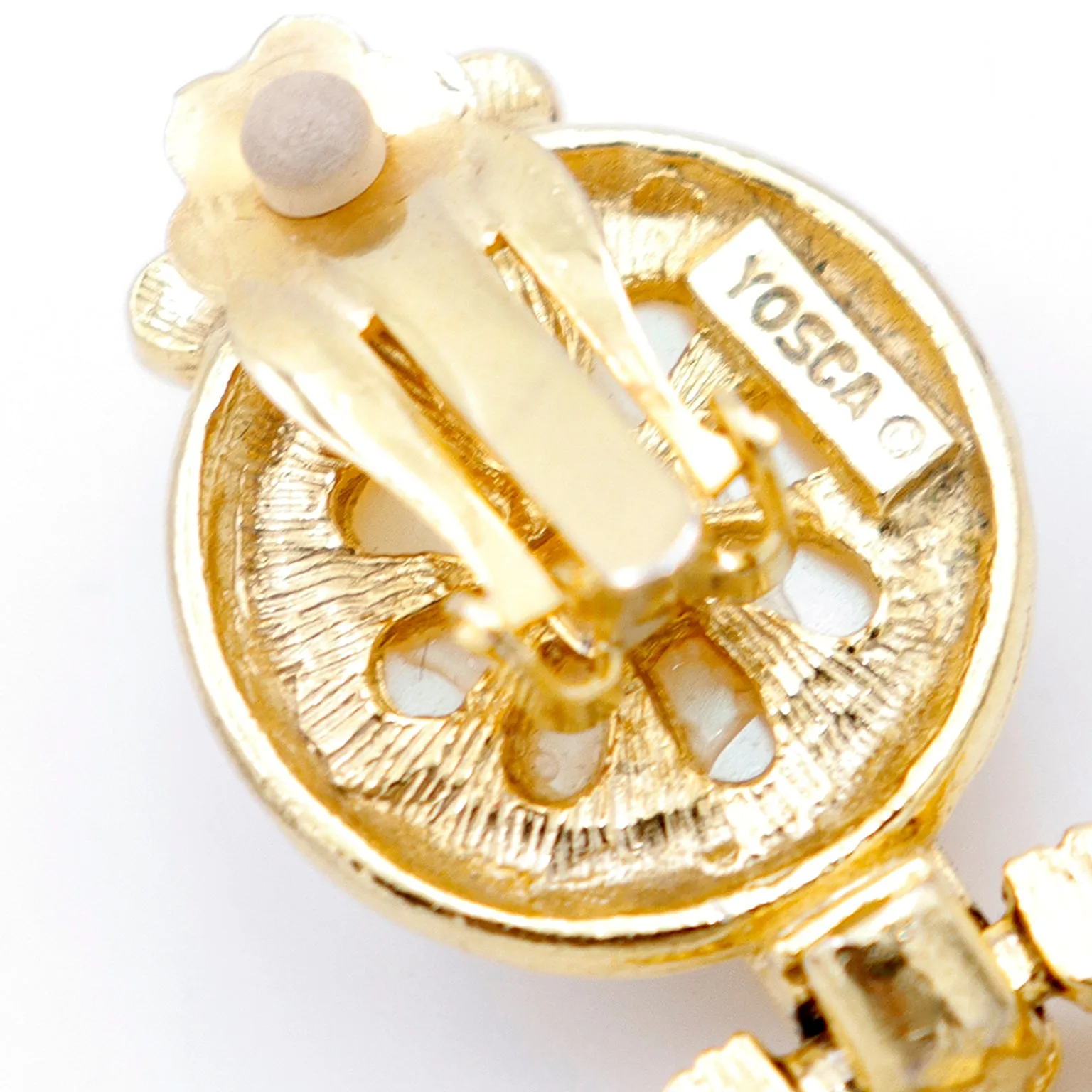 ON HOLD // 1980s Gerard Yosca Vintage Gold Plate Earrings w Crystals