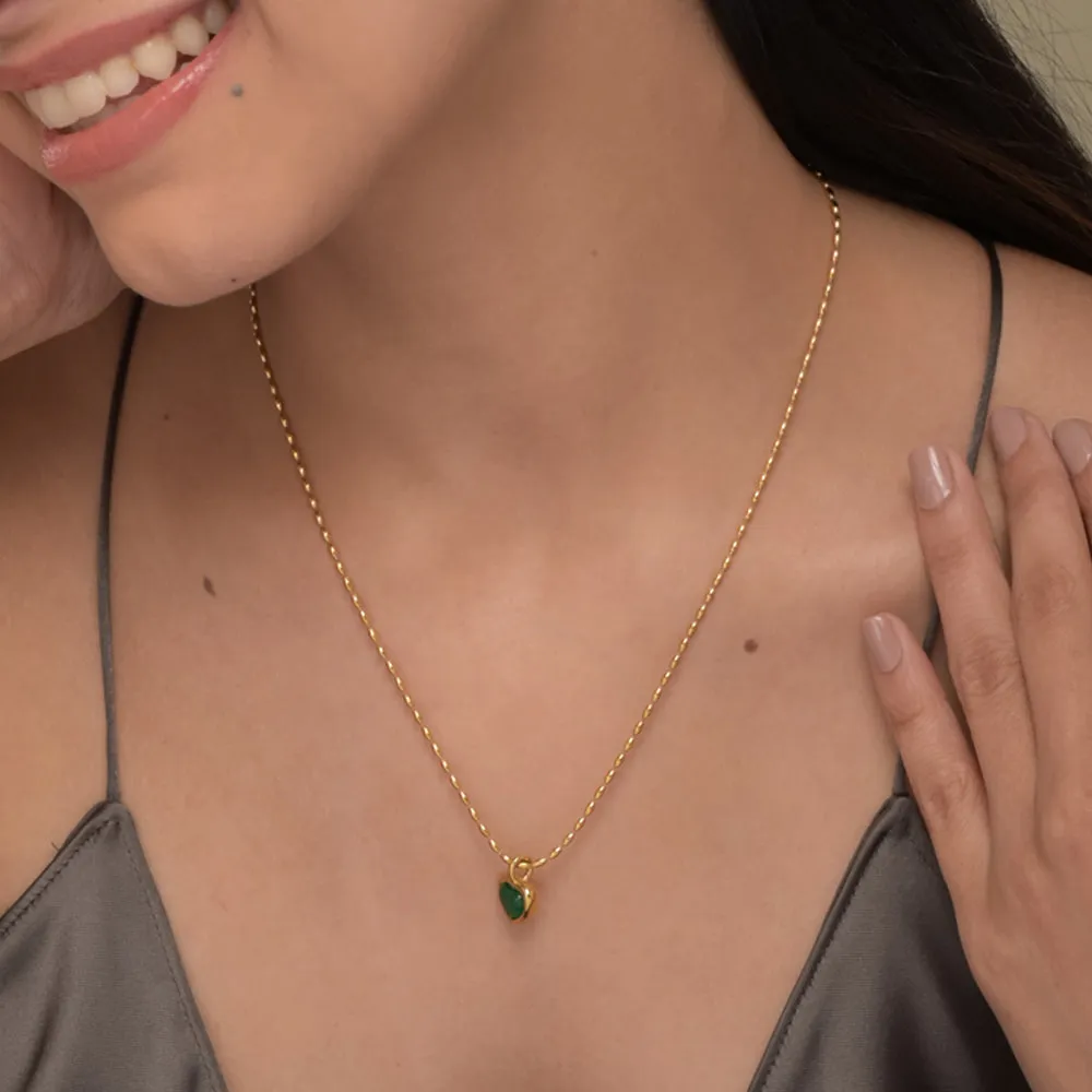 Oval Beaded Heart Pendant Necklace
