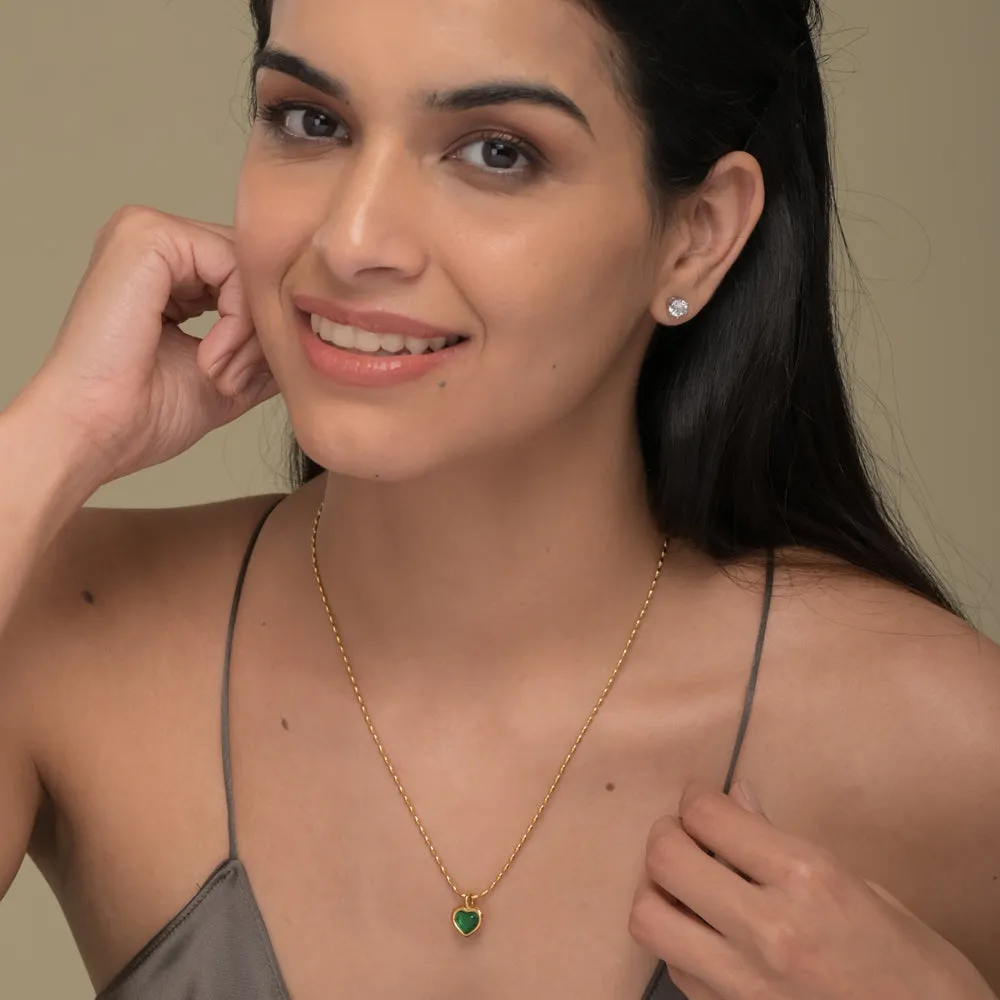 Oval Beaded Heart Pendant Necklace